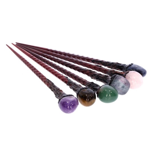 Ace de Păr cu Cristale – Cuarț Roz, Aventurin, Cristal de Stâncă, Ochi de Tigru, Turmalină Neagră, Sodalit