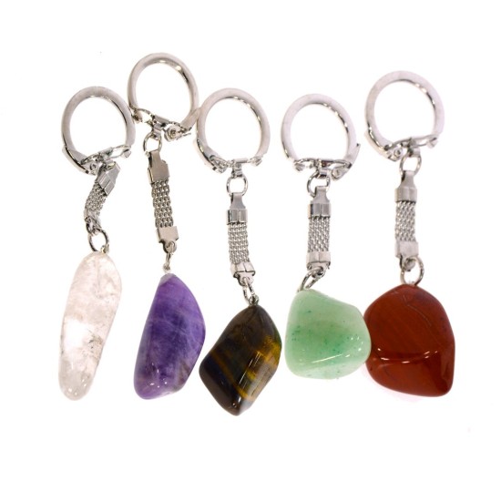 Breloc cu Cristale – Ochi de Tigru, Cuart Alb, Ametist și Aventurin