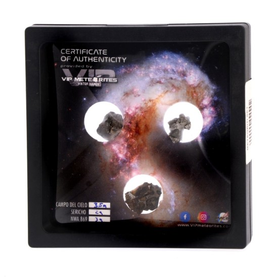 Set 3 Meteoriti Autentici – Campo del Cielo, Sericho si NWA 869 | Colectie Cosmice cu Energie Unica