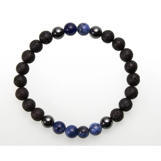 Brățară de Bărbați Lava și Sodalit – Forță, Echilibru și Claritate Mentală