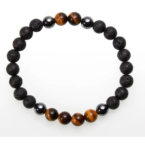 Brățară de Bărbați Ochi de Tigru și Lava – Curaj, Protecție și Stabilitate