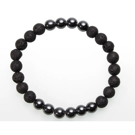 Brățară de Bărbați Lava și Hematit – Forță, Stabilitate și Protecție