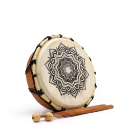 Mandala Tobă Șamanică cu Un Băț - 20 cm