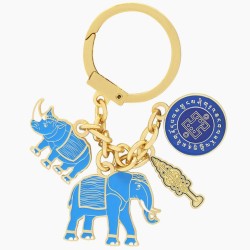 2024 Amuleta Rinocer si Elefant Albastru cu Sceptru Ksitigarbha