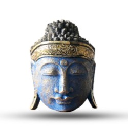 Decoratiune Cap Buddha- Albastru Lucios 