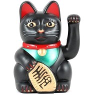 Pisica Maneki Neko Neagra - 15 cm