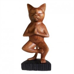 Pisică de Yoga Sculptată Manual - Într-un Picior