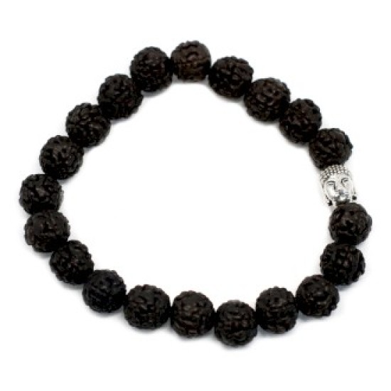 Brățară Rudraksha Buddha Bangle Mala - Neagră