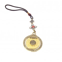 Amuleta aurie cu 8 simboluri tibetane, dubla dorja si Nod Mistic