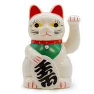 Pisica Maneki Neko Alba- 15 cm