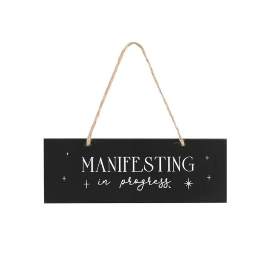 Semn Manifesting in Progress Hanging Sign